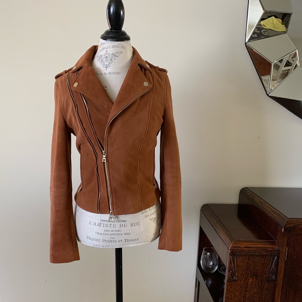 Intermix Brown Suede Moto Jacket